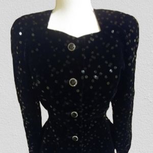 Black velvet sequin blazer